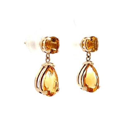 4.00 Citrine Drop Earrings in 14k Yellow Gold