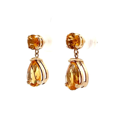 4.00 Citrine Drop Earrings in 14k Yellow Gold