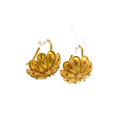 Vintage Victorian Floral Dome Earrings in 14k