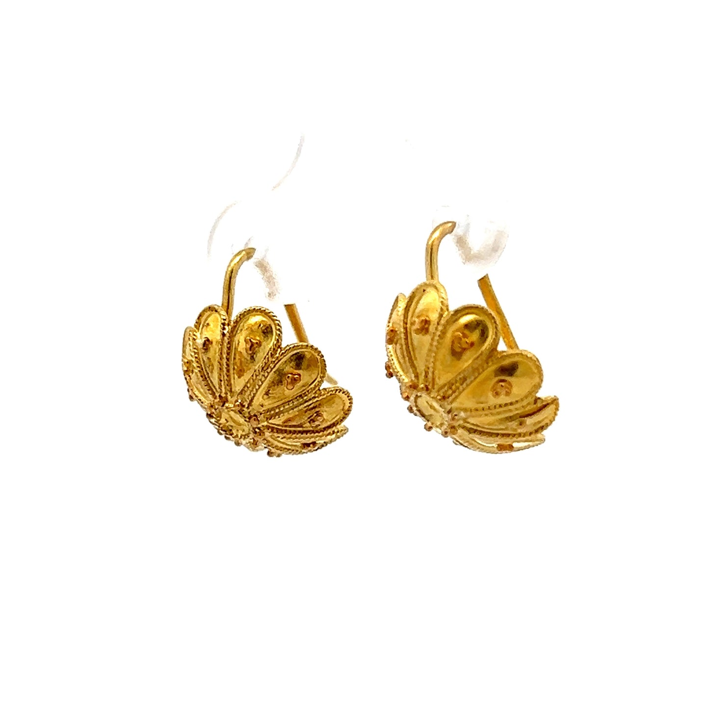 Vintage Victorian Floral Dome Earrings in 14k