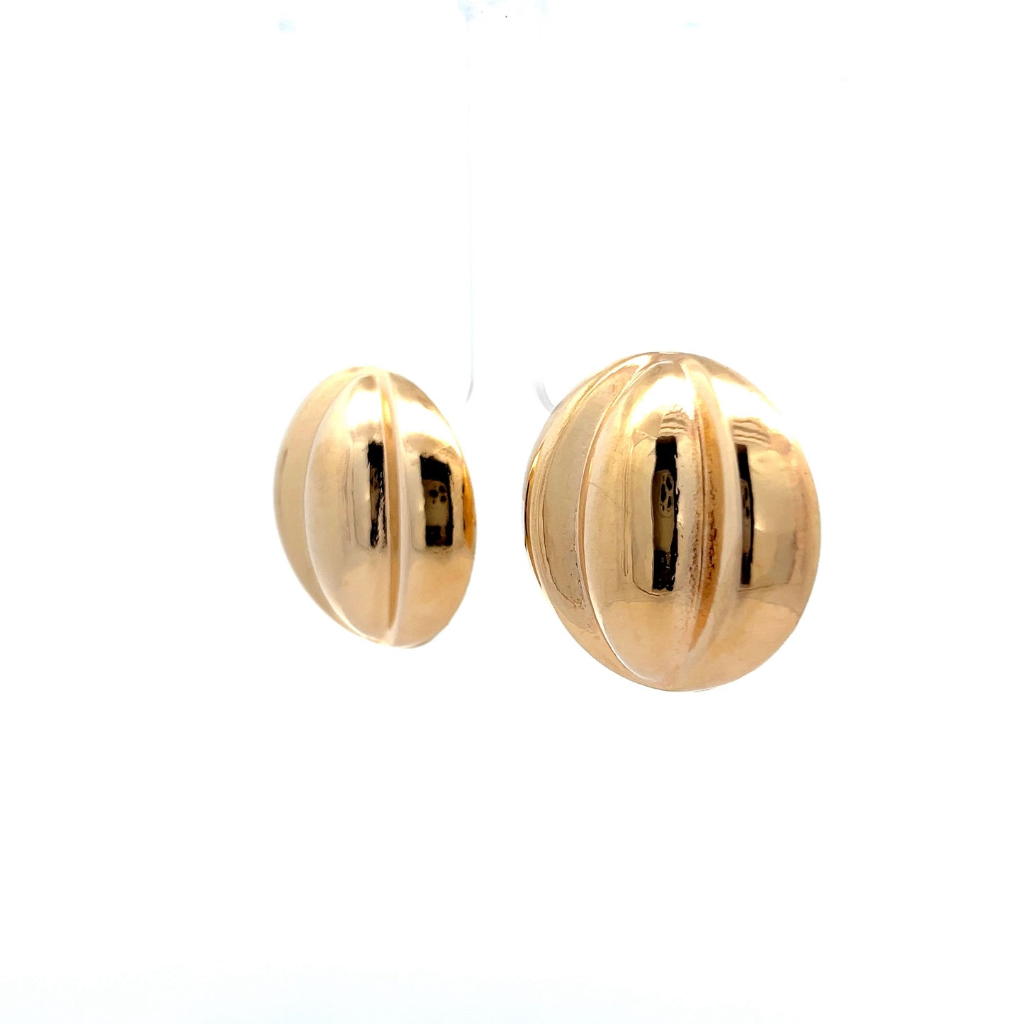 Ridge Textured Ball Stud Earrings in 14k