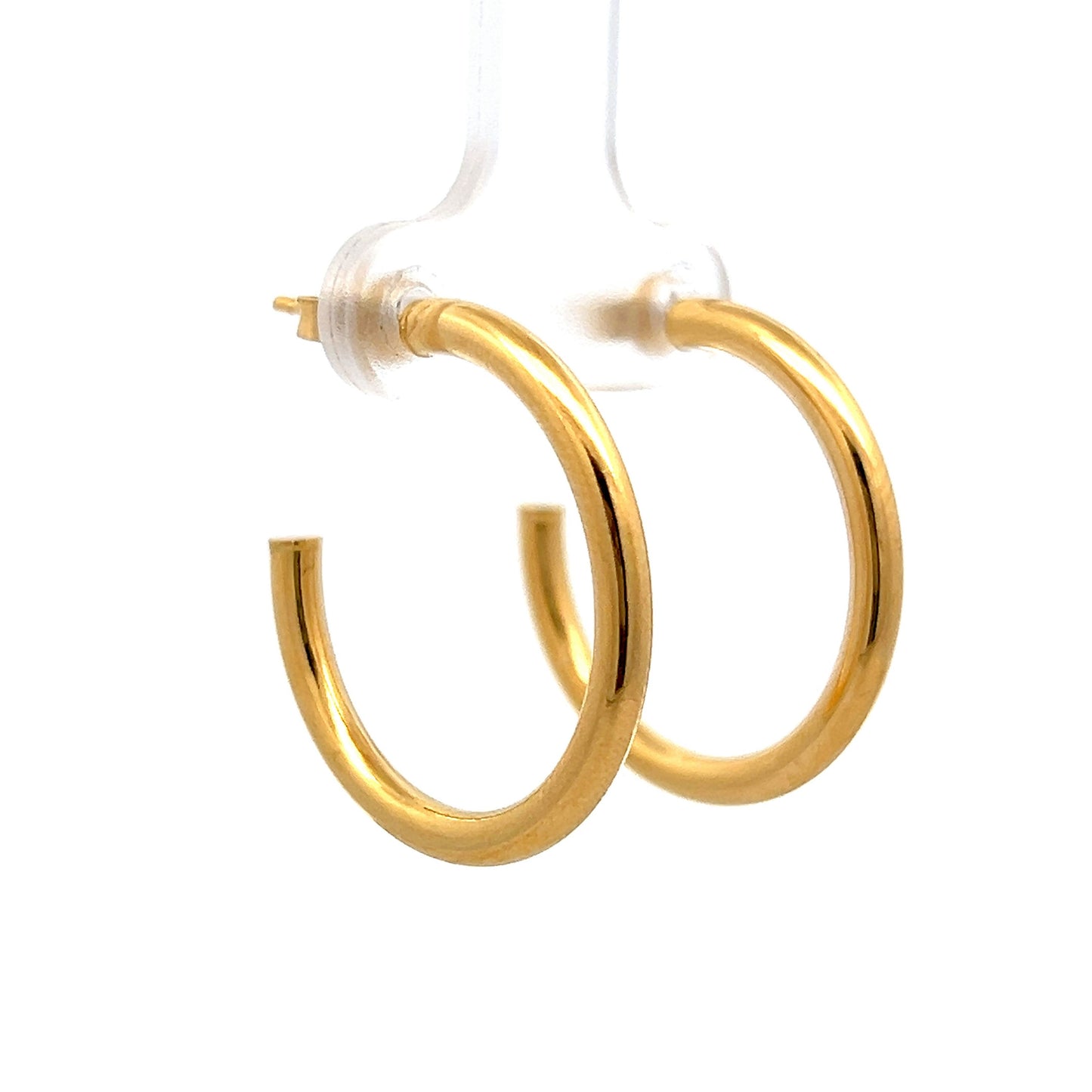 Classic Hollow Hoop Earrings in 14k Yellow Gold