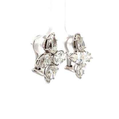 5.65 Pear Cut Diamond Cluster Earrings in 18k