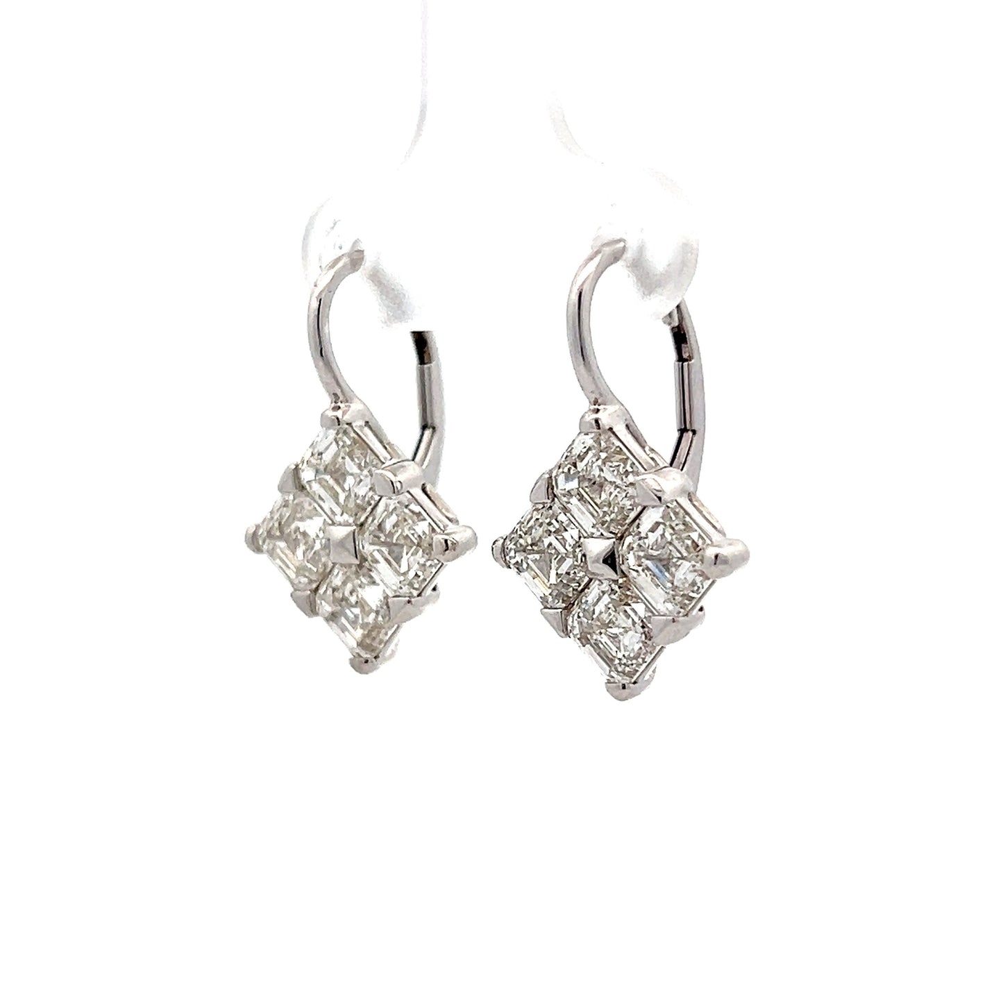 5.61 Asscher Diamond Earrings in 18k White Gold