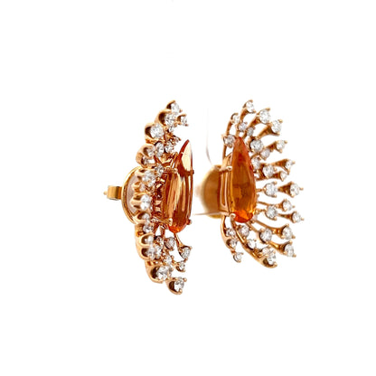 Topaz & Diamond Earrings in 18k Rose Gold