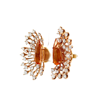 Topaz & Diamond Earrings in 18k Rose Gold