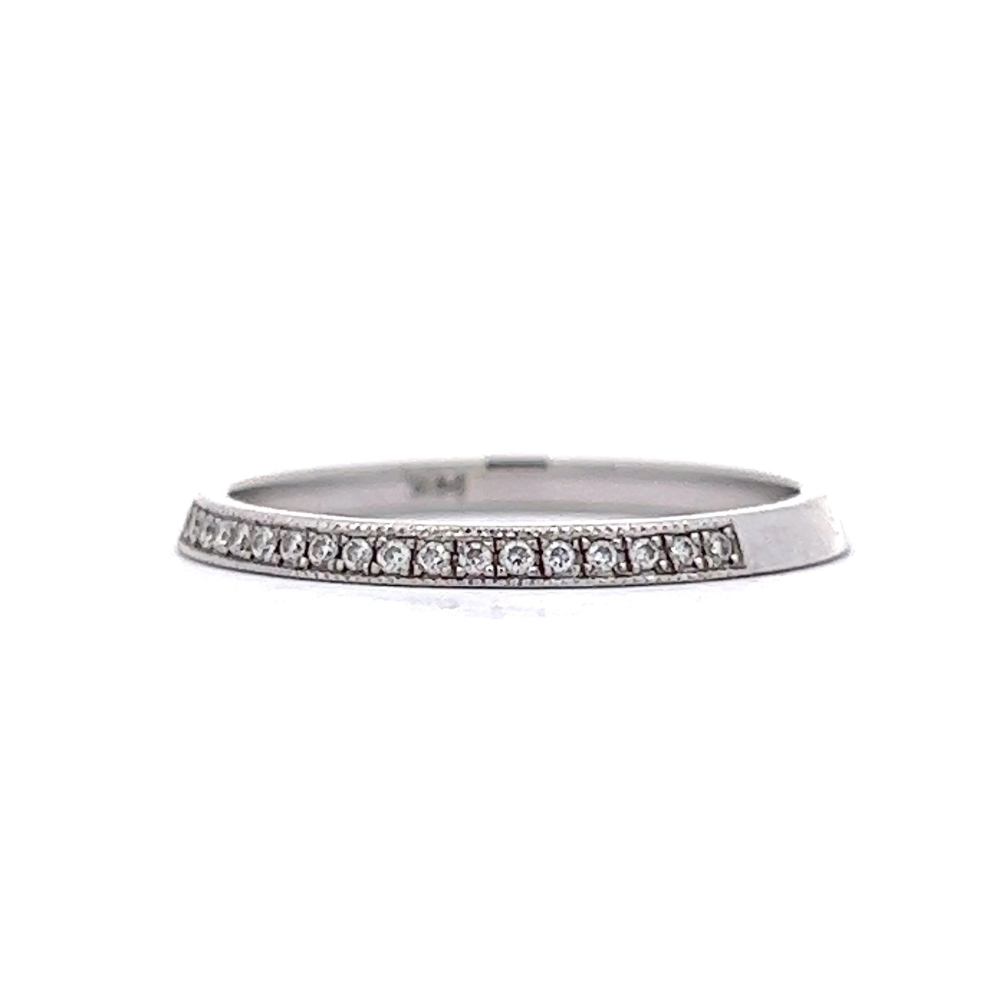 Thin Brilliant Cut Diamond Wedding Band in 14k White Gold