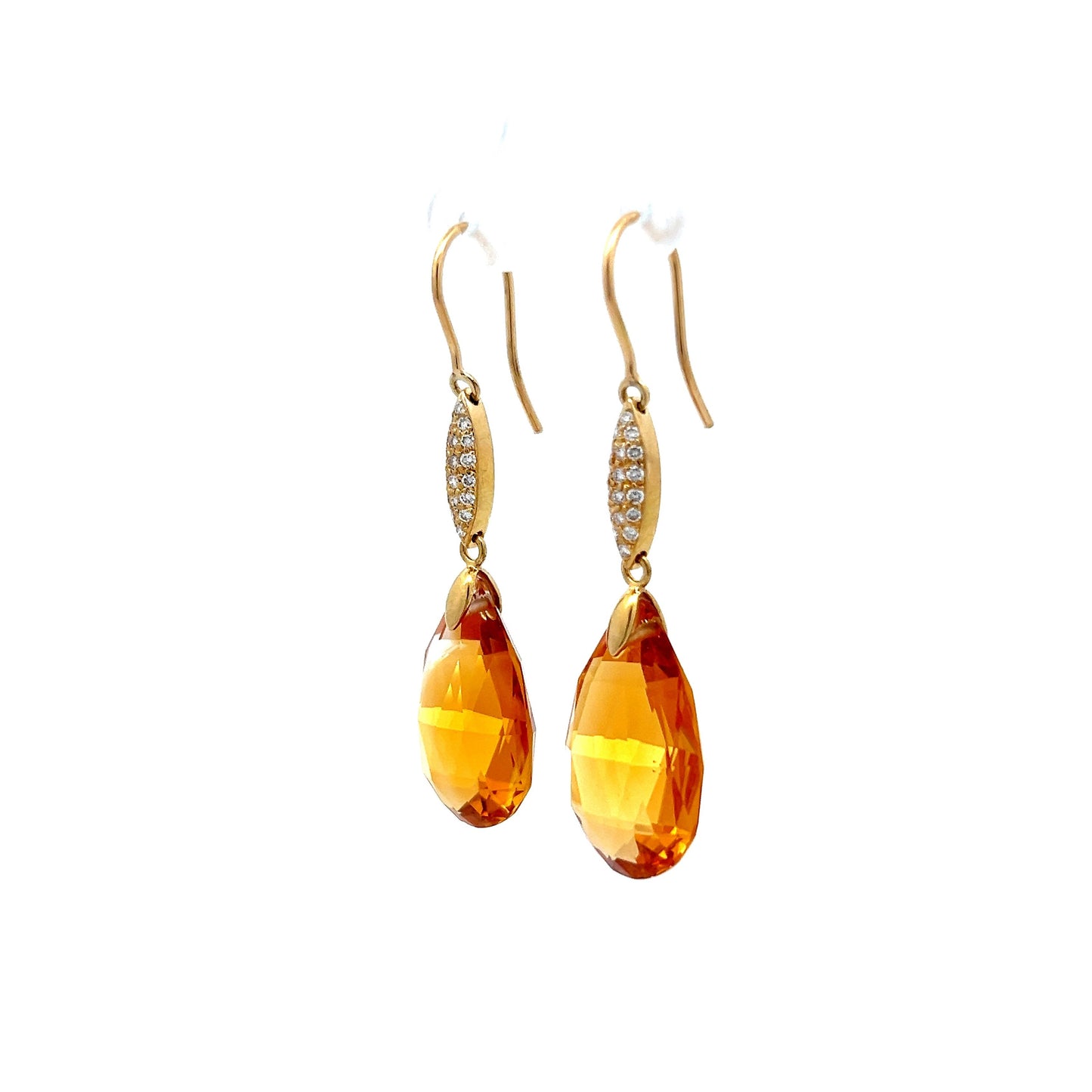 28.00 Briolette Citrine Drop Earrings in 18k