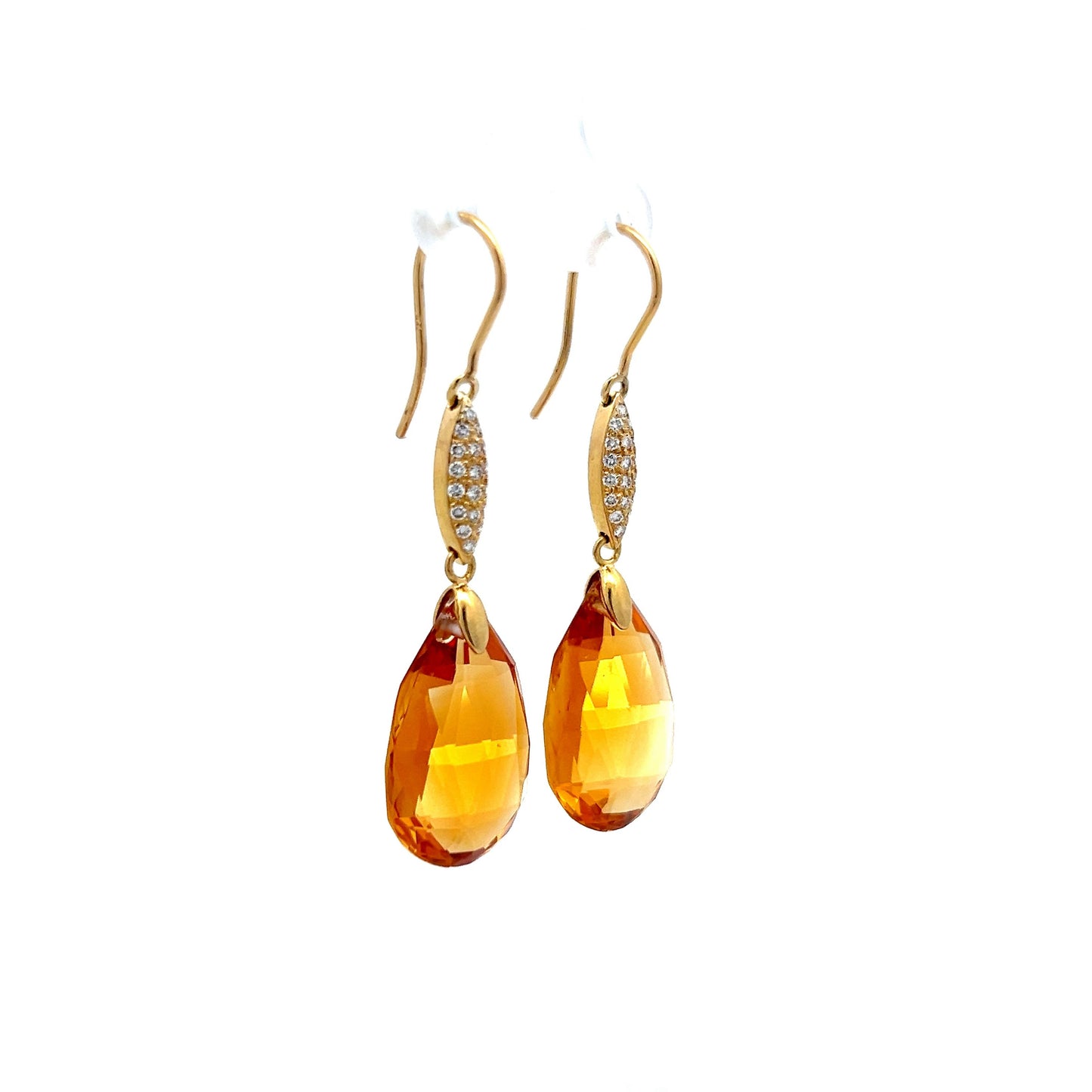 28.00 Briolette Citrine Drop Earrings in 18k