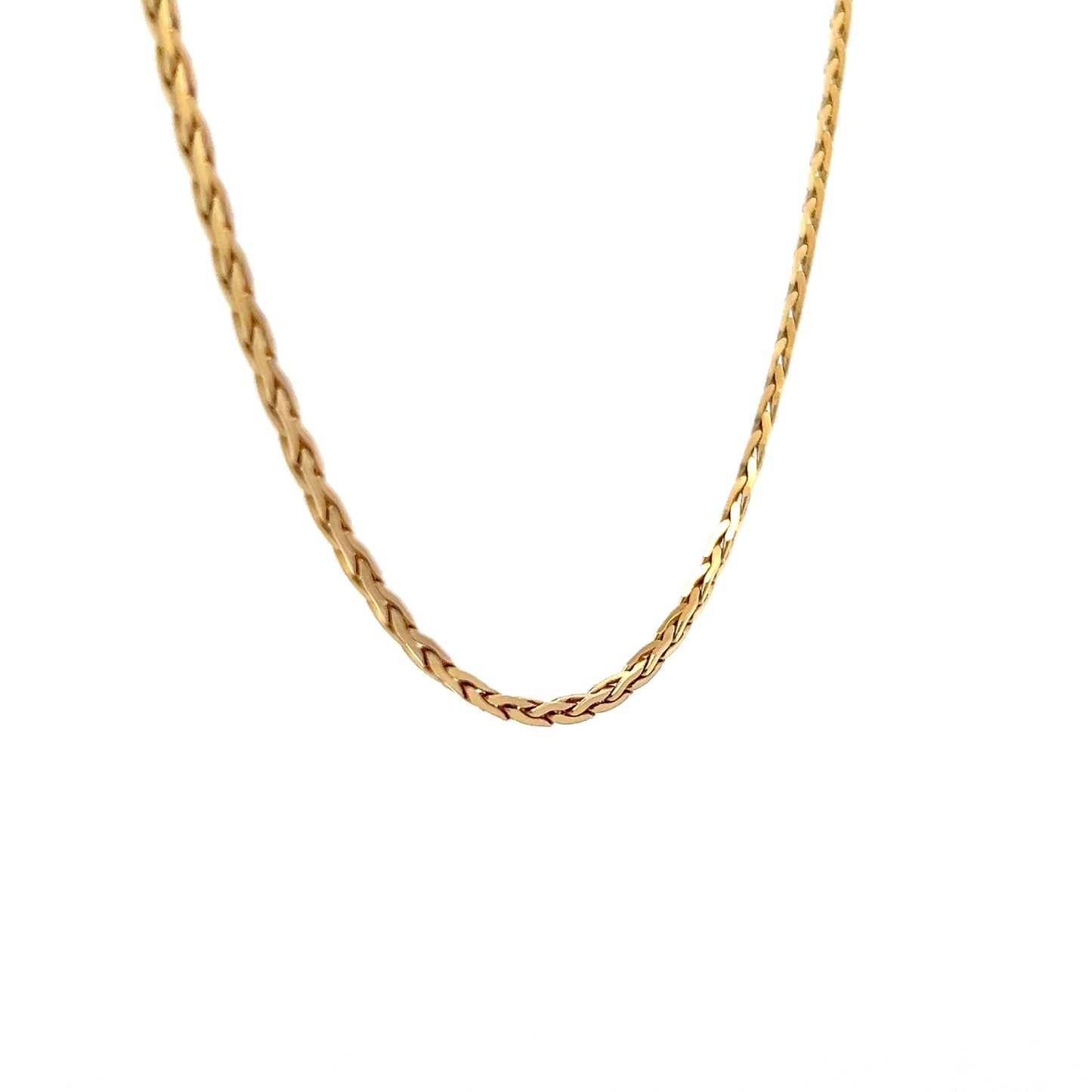 22 Inch Wheat Chain Necklace in 14k Yellow Gold