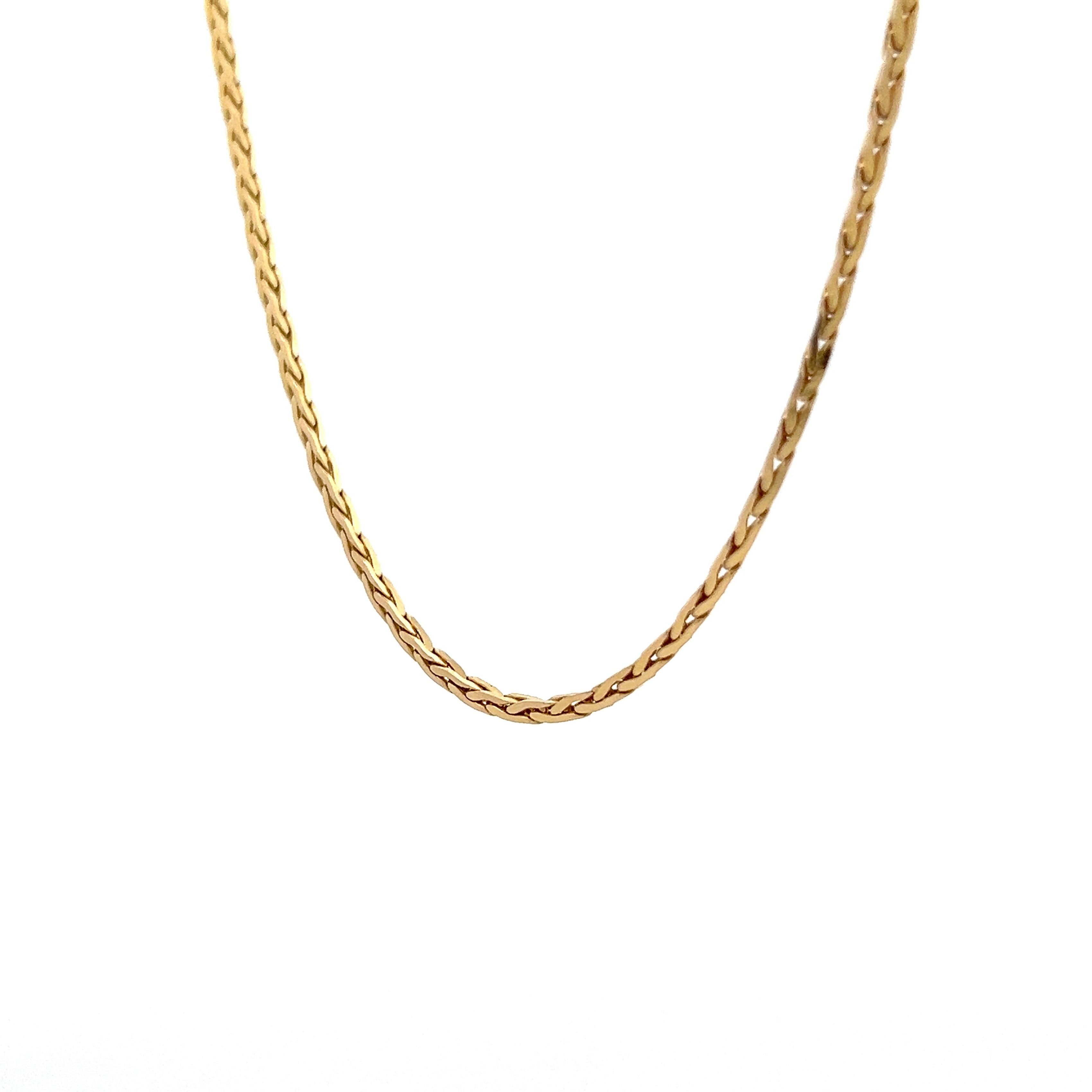 22 Inch Wheat Chain Necklace in 14k Yellow Gold Filigree Jewelers
