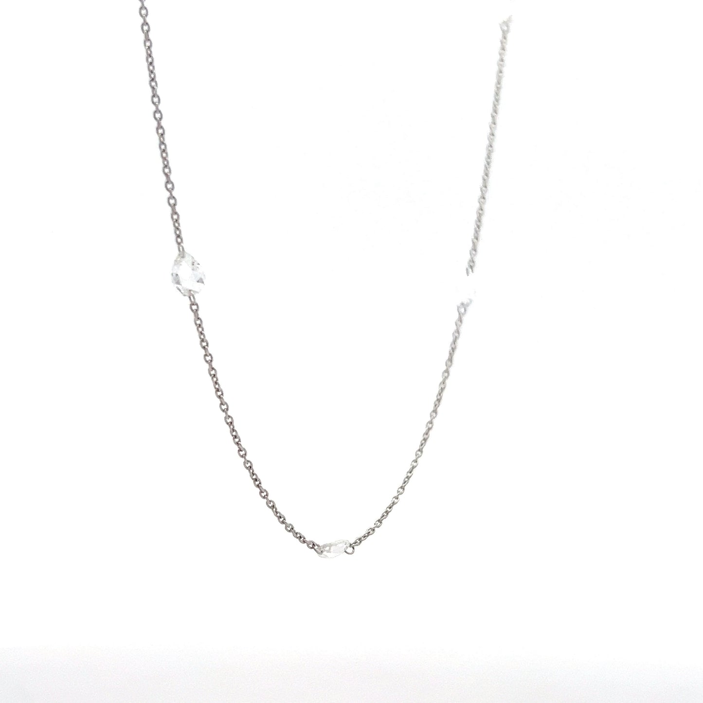 1.01 Rose Cut Diamond Necklace in 18k White Gold