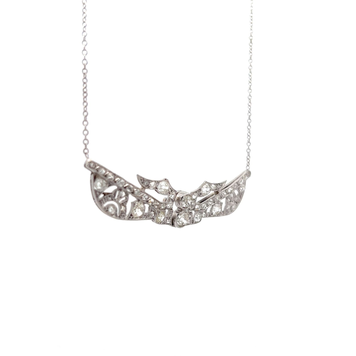 2.85 Antique Edwardian Pendant Necklace in Platinum