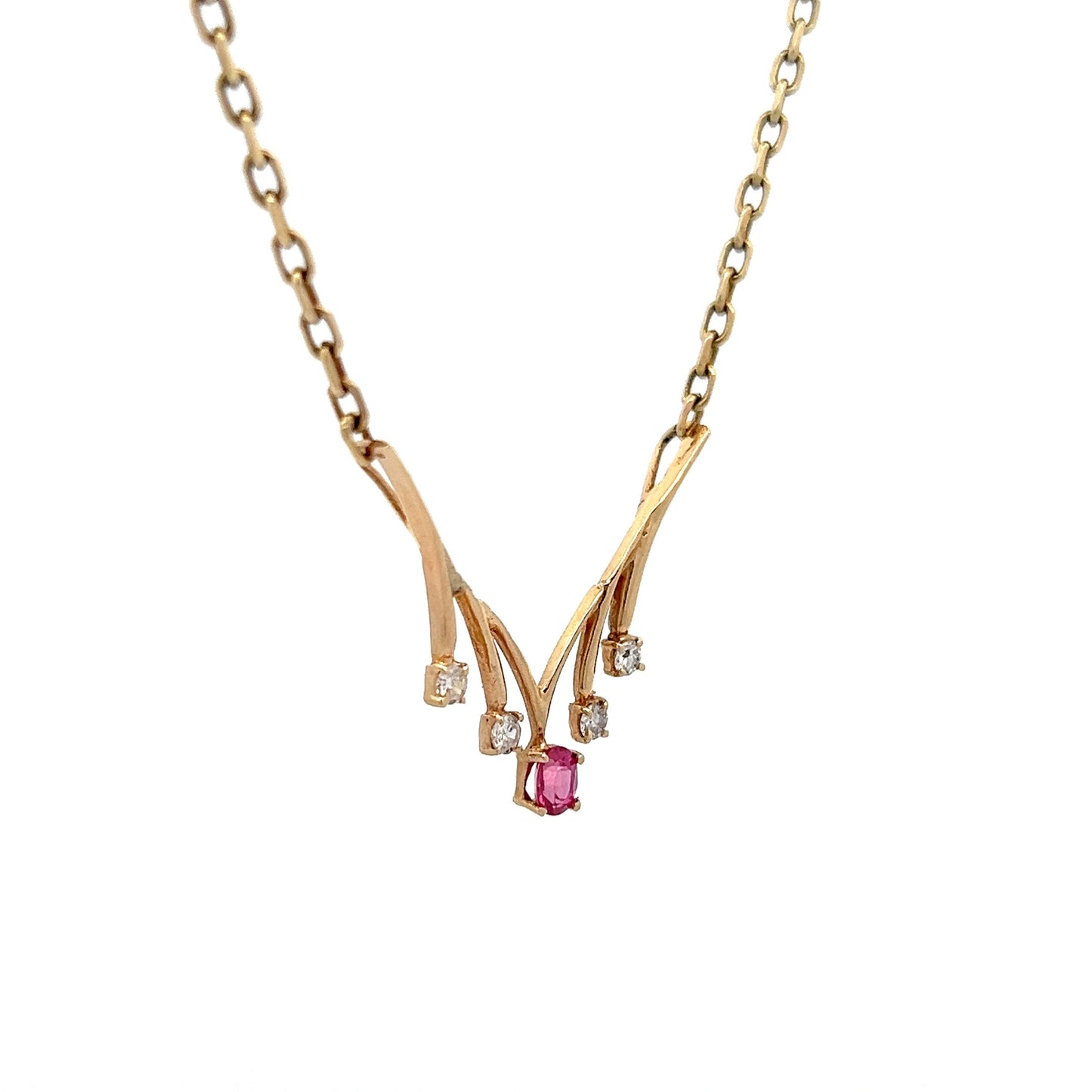 .23 Ruby & Diamond Pendant Necklace in 14k