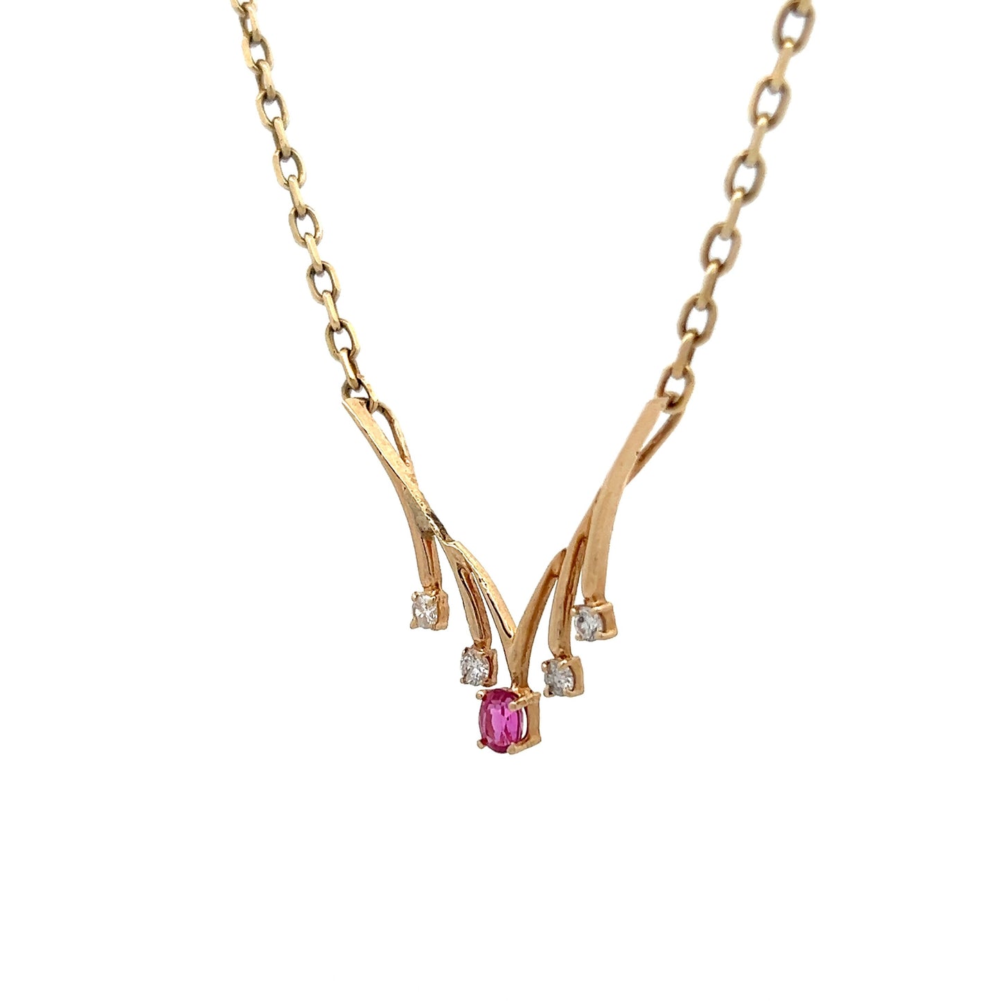 .23 Ruby & Diamond Pendant Necklace in 14k