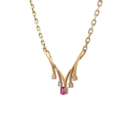 .23 Ruby & Diamond Pendant Necklace in 14k