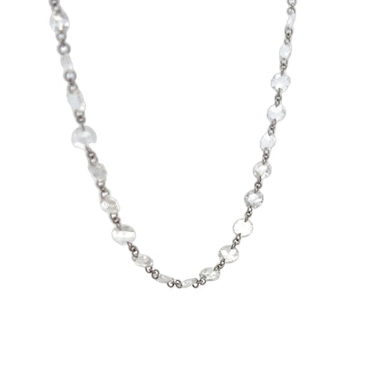 10.50 Carat Rose Cut Diamond Necklace in 18k White Gold