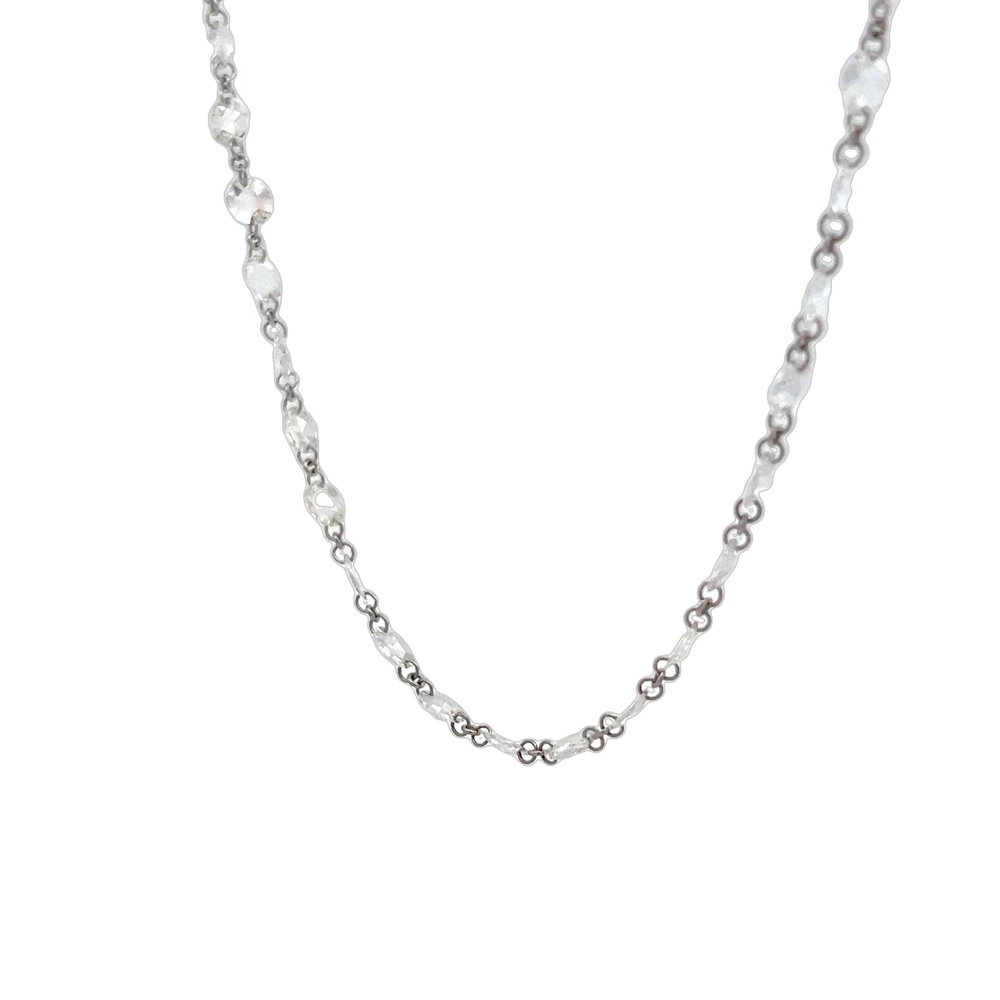 10.50 Carat Rose Cut Diamond Necklace in 18k White Gold