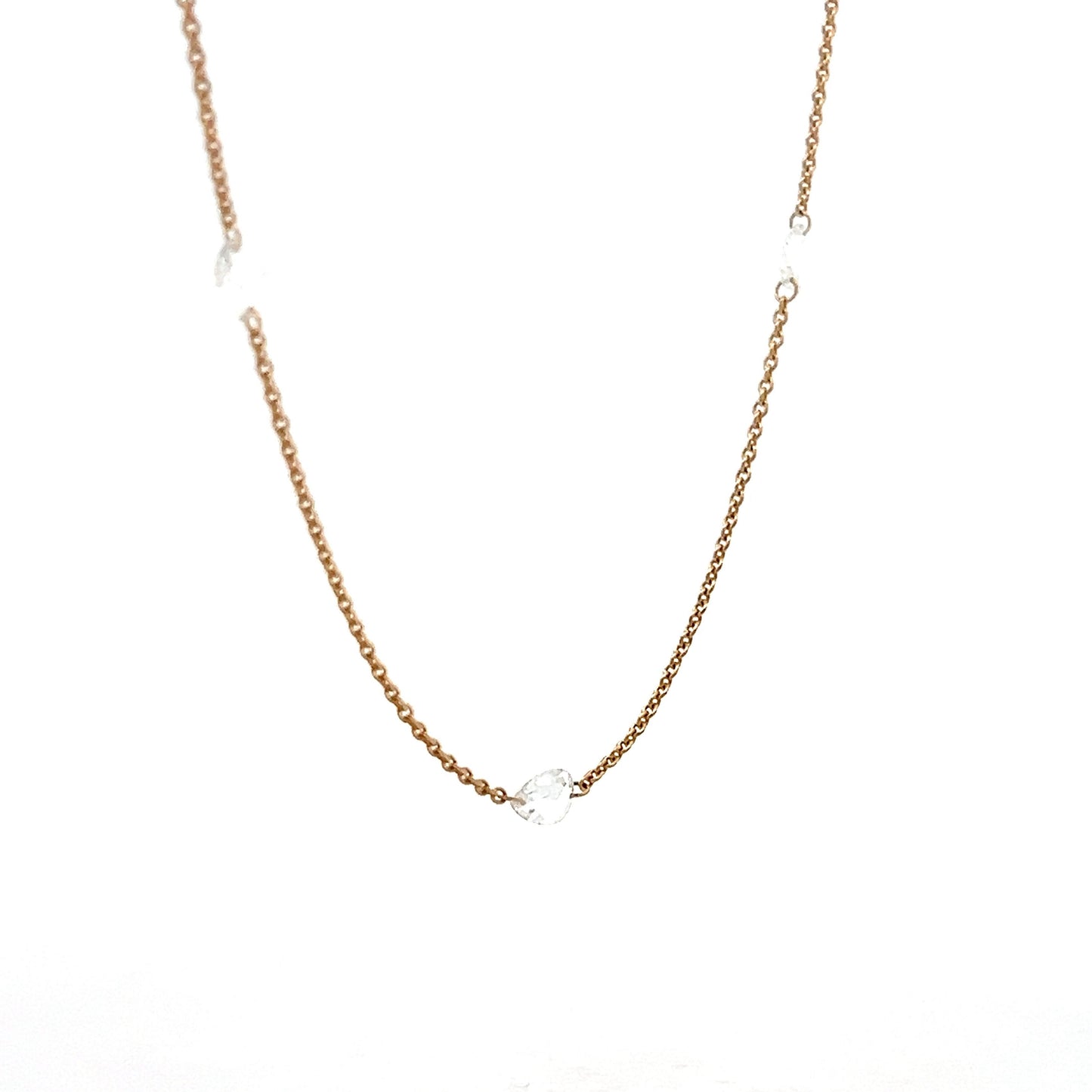 1.03 Pear Shaped Rose Cut Diamond Necklace in 18k