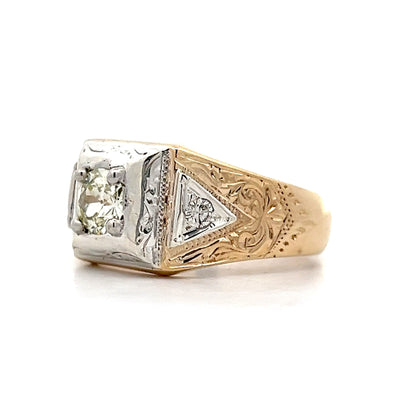 .63 Vintage Retro Mens Diamond Ring in 14k