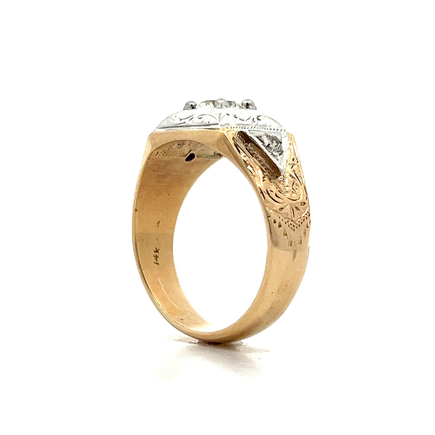 .63 Vintage Retro Mens Diamond Ring in 14k