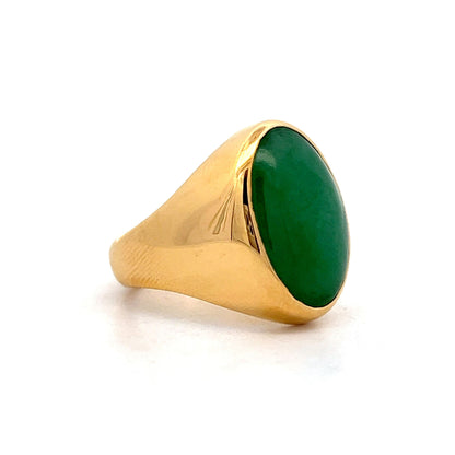 Oval Cabochon Cut Jadeite Cocktail Ring in 22k