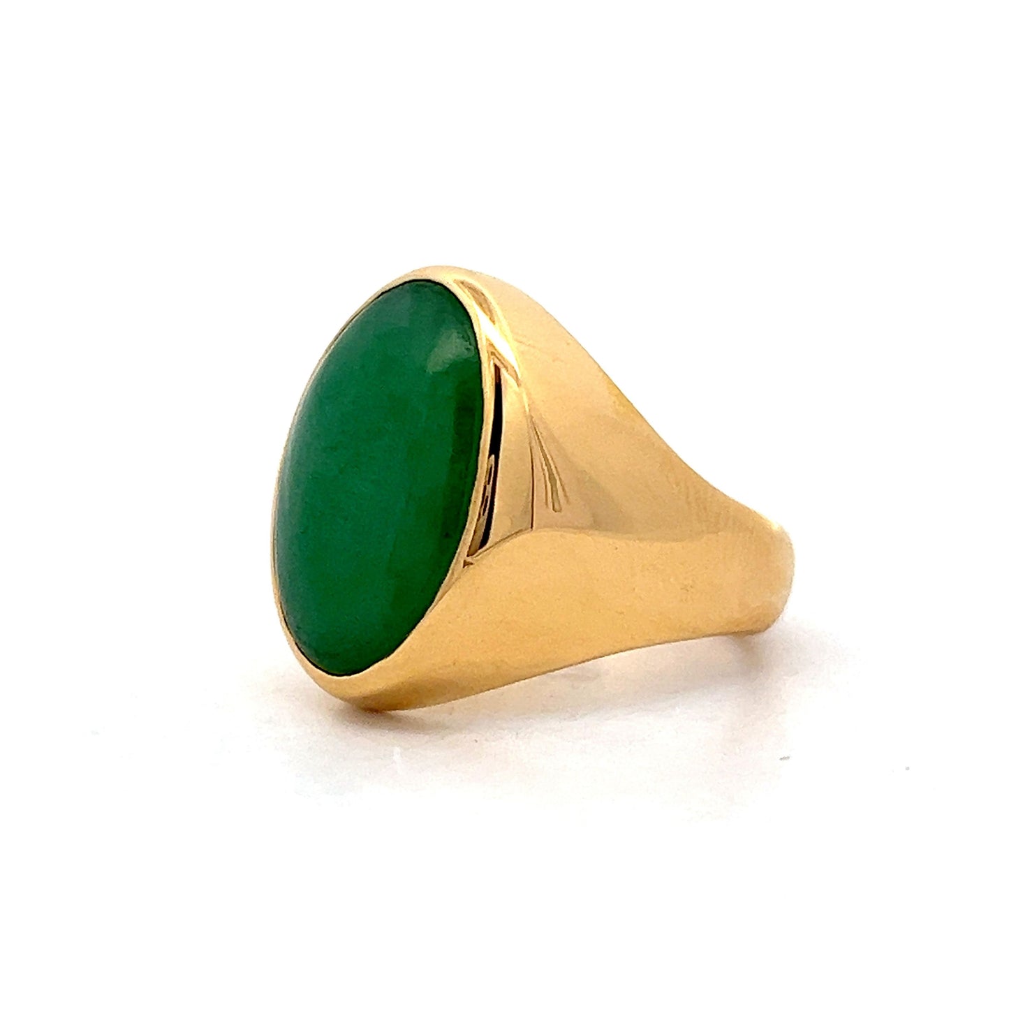 Oval Cabochon Cut Jadeite Cocktail Ring in 22k