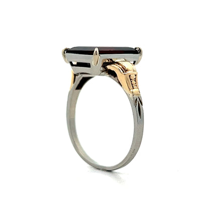 4.87 Vintage Retro Emerald Cut Garnet Cocktail Ring in 14k