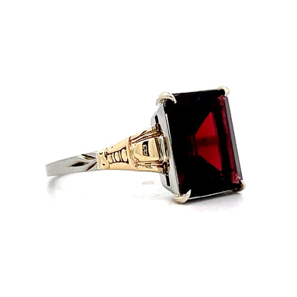 4.87 Vintage Retro Emerald Cut Garnet Cocktail Ring in 14k