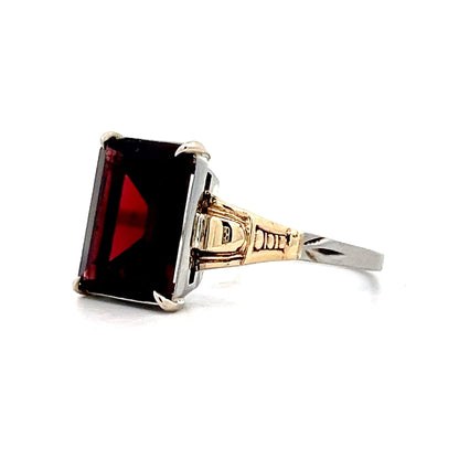 4.87 Vintage Retro Emerald Cut Garnet Cocktail Ring in 14k