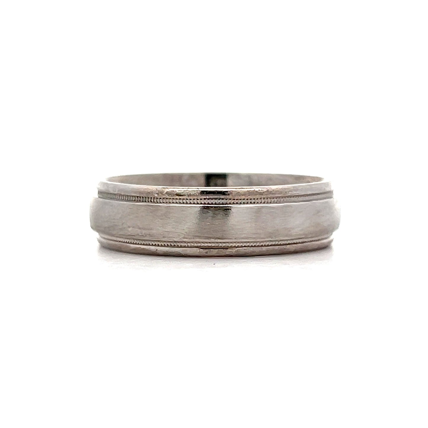 Mens Brushed Finish Step Edge Band in Palladium