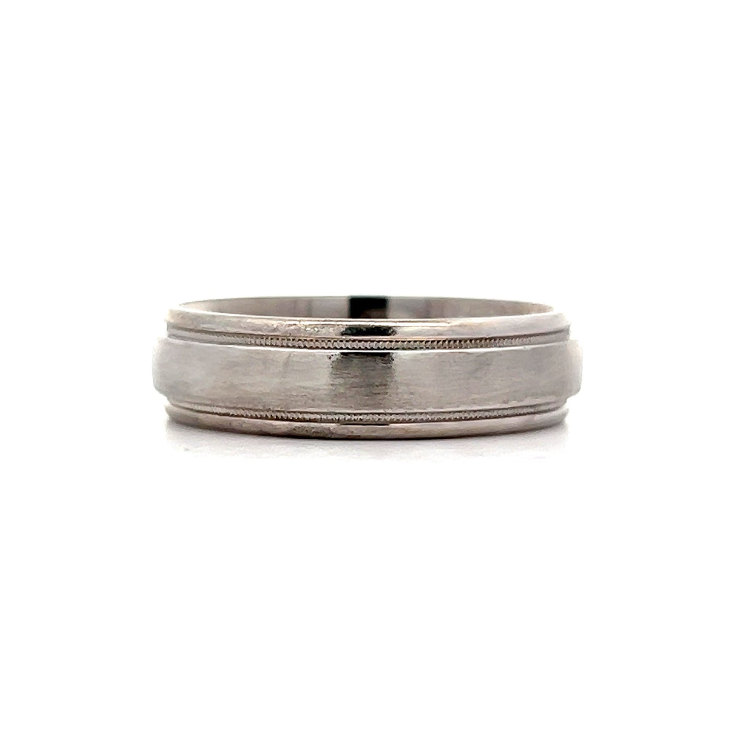 Mens Brushed Finish Step Edge Band in Palladium