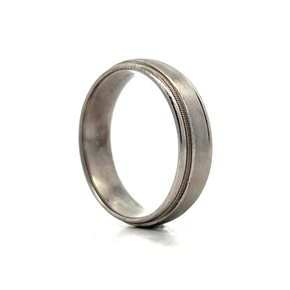 Mens Brushed Finish Step Edge Band in Palladium