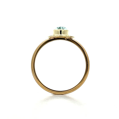 .97 Pear Cut Aquamarine Stacking Ring in 14k Yellow Gold