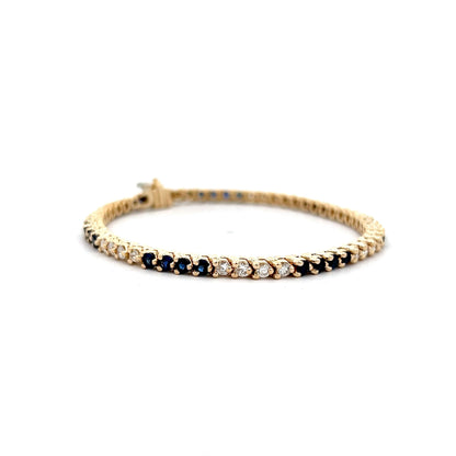 Sapphire & Diamond Tennis Bracelet in 14k Yellow Gold