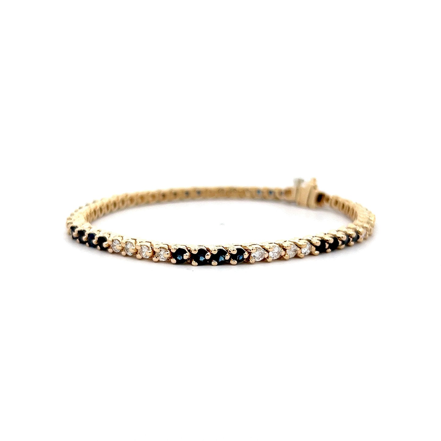 Sapphire & Diamond Tennis Bracelet in 14k Yellow Gold