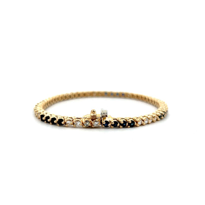 Sapphire & Diamond Tennis Bracelet in 14k Yellow Gold