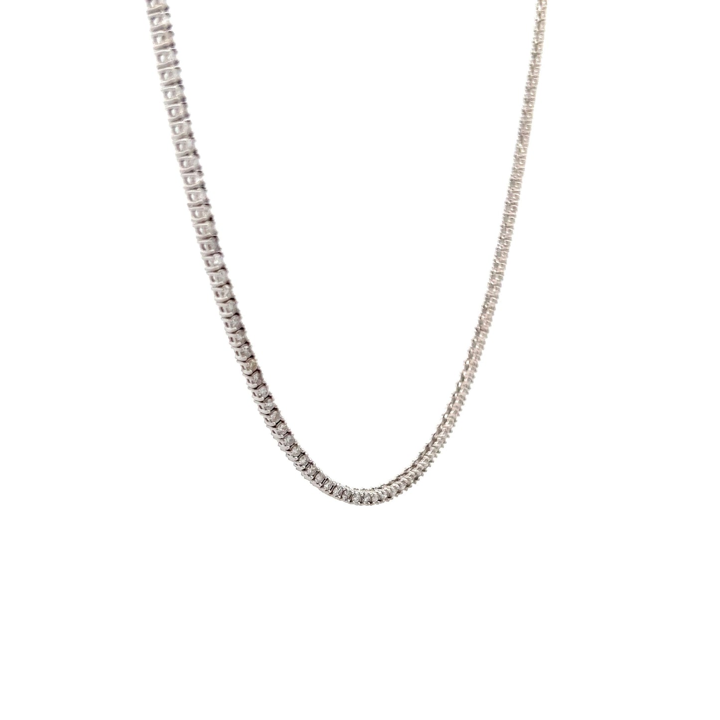 3.20 Round Diamond Tennis Necklace in 14k White Gold