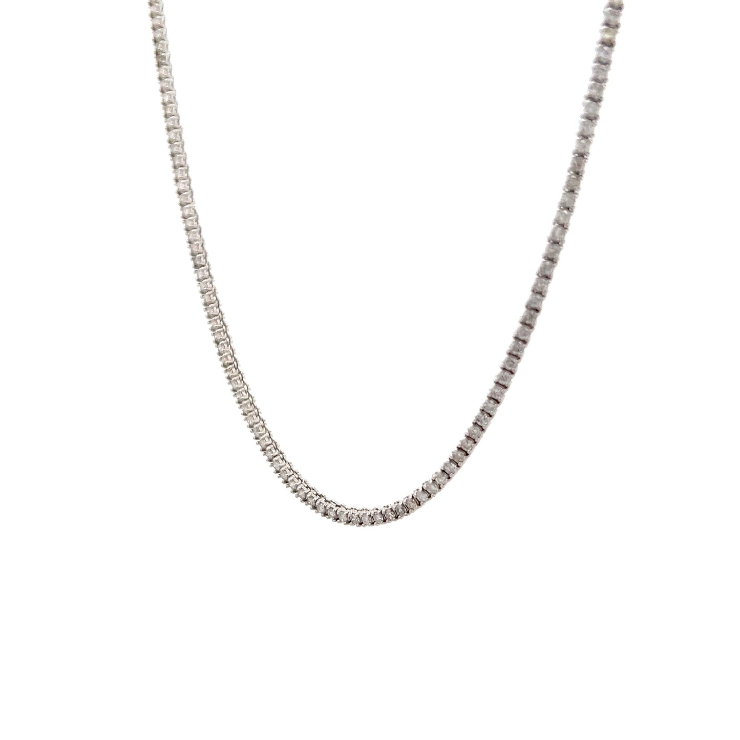 3.20 Round Diamond Tennis Necklace in 14k White Gold