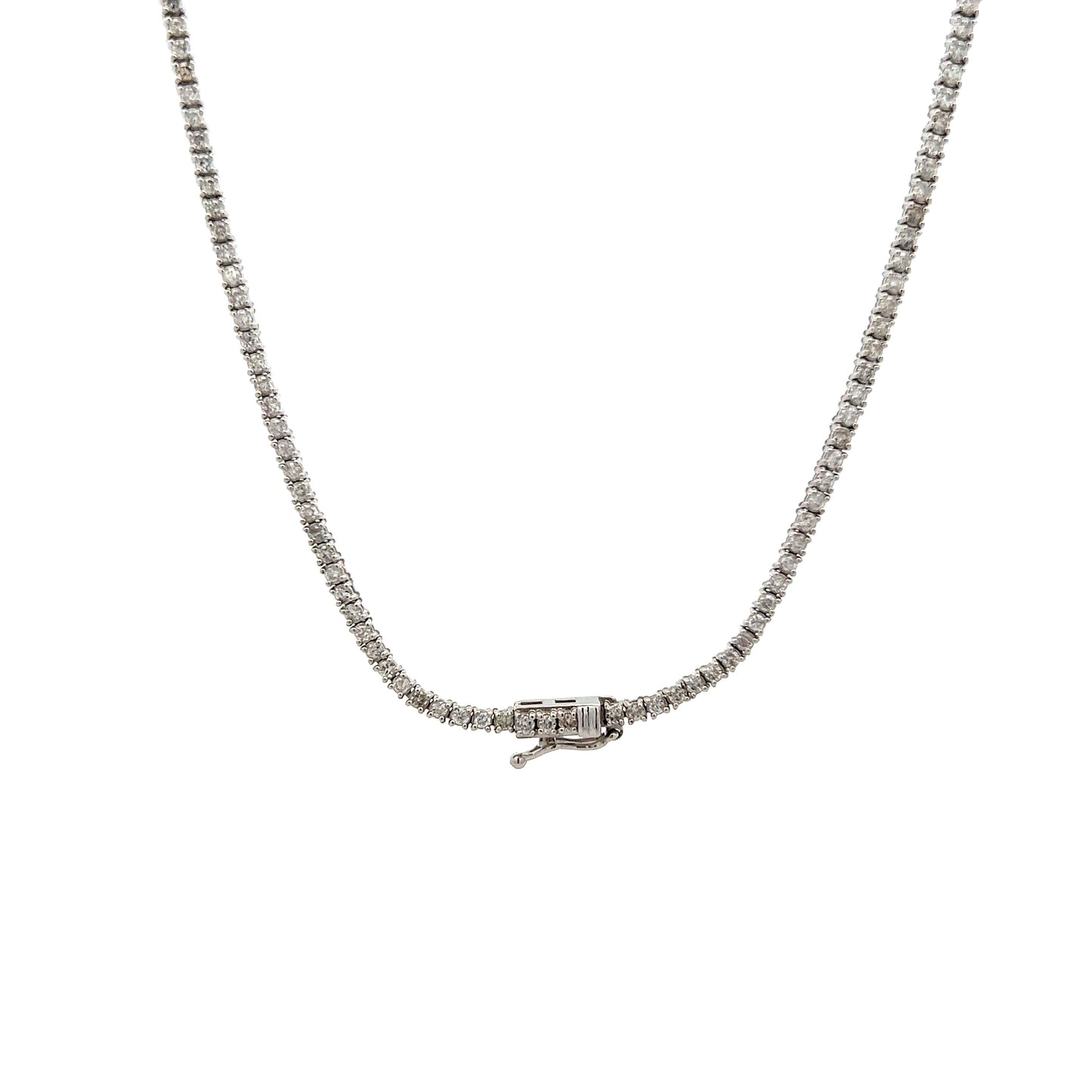 3.20 Round Diamond Tennis Necklace in 14k White Gold