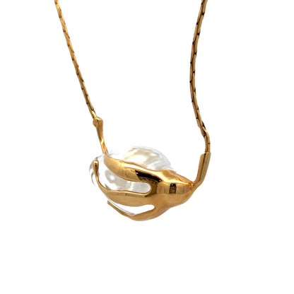 17 Inch Steuben Glass Pendant Necklace in 14k Yellow Gold