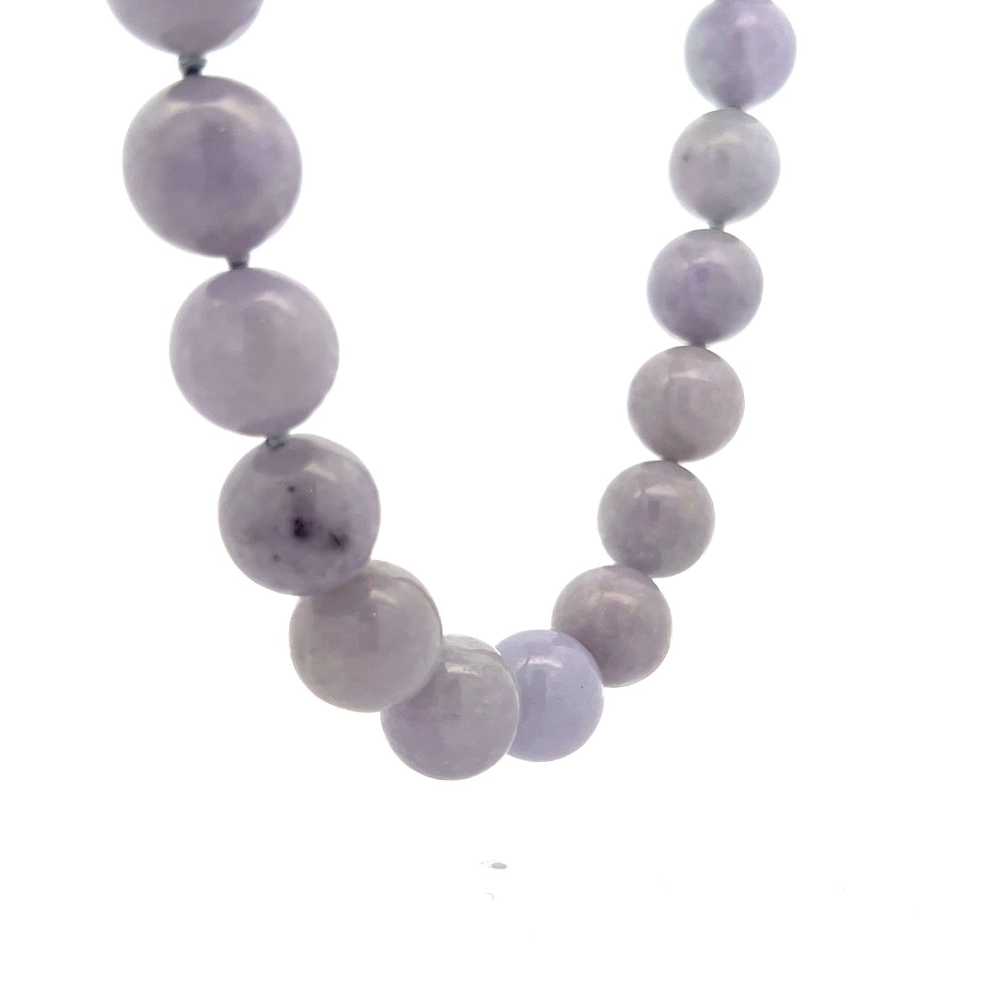 Lavender Jadeite Bead Necklace in 14k Yellow Gold