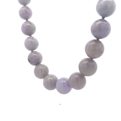 Lavender Jadeite Bead Necklace in 14k Yellow Gold