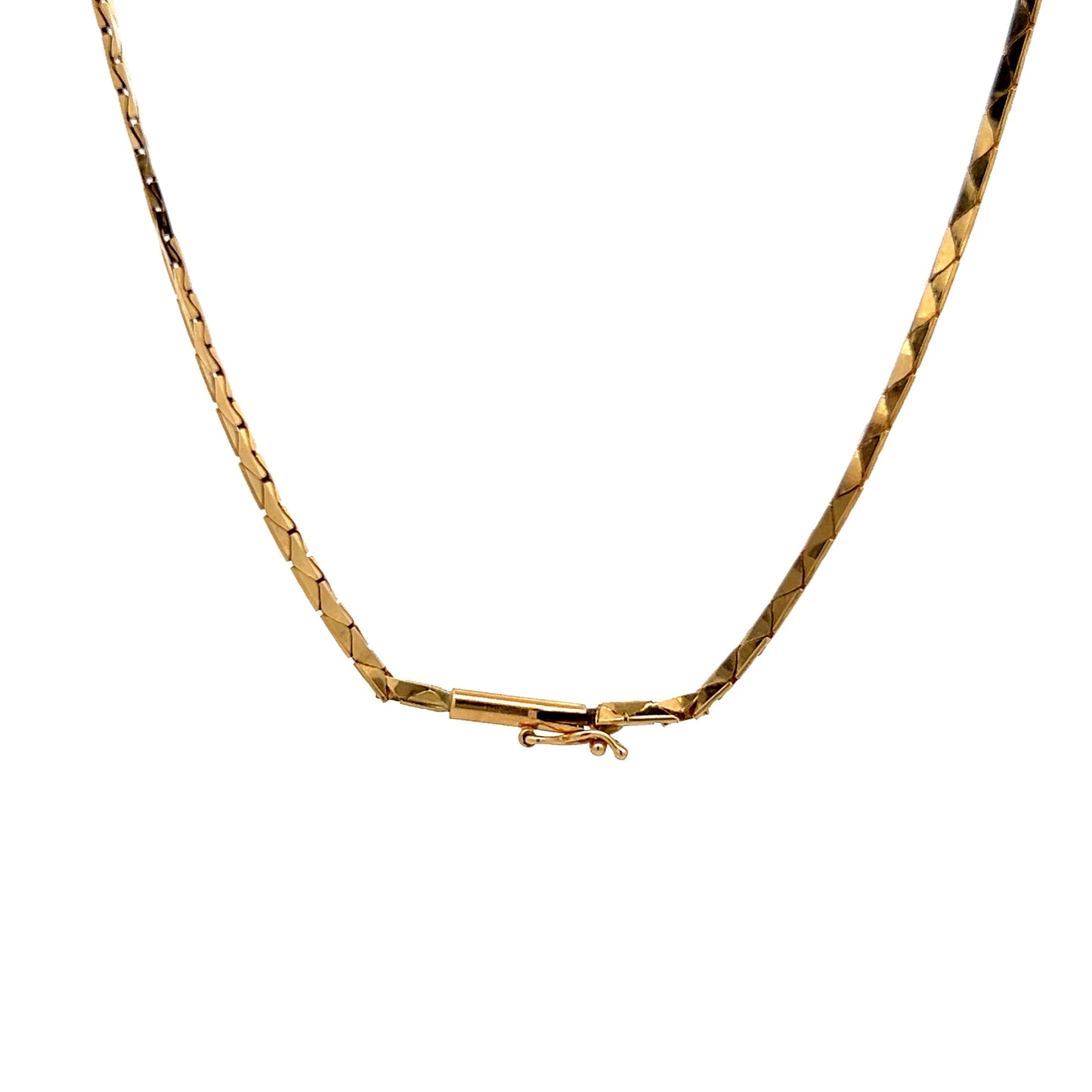 16.5 Inch Triangle Block Link Chain Necklace in 14k