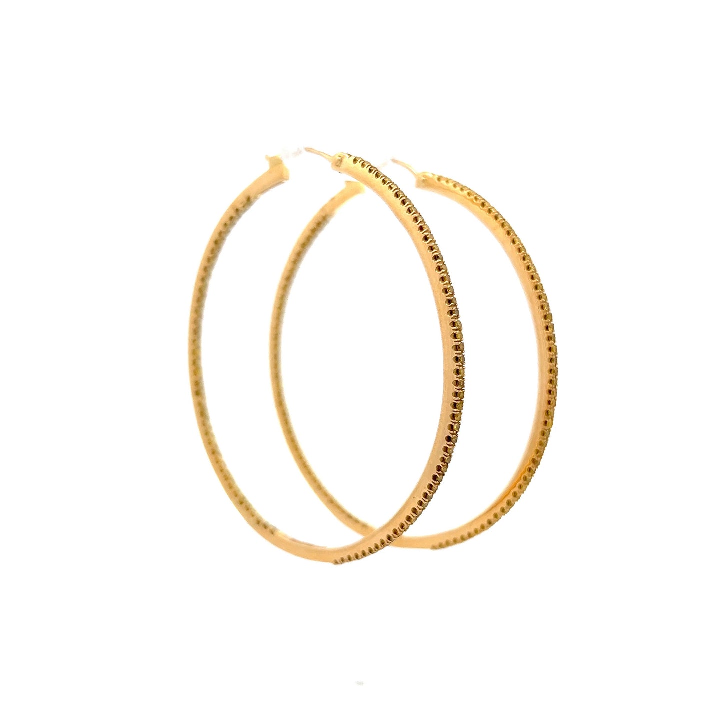 2.00 Inside Out Yellow Diamond Hoop Earrings in 18k