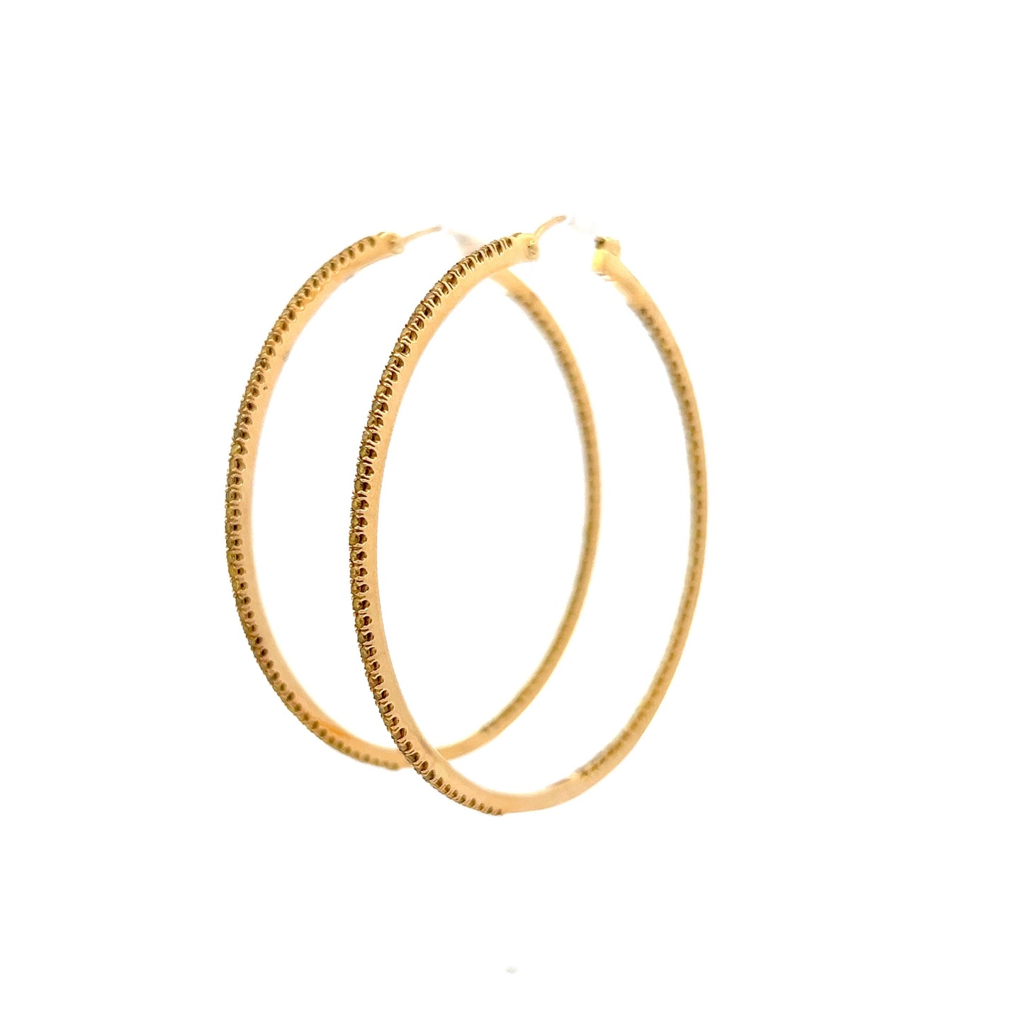 2.00 Inside Out Yellow Diamond Hoop Earrings in 18k