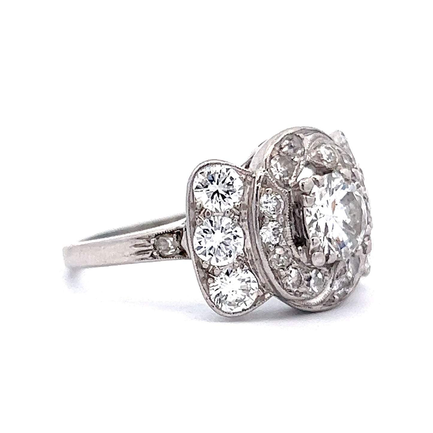 2.21 Art Deco Diamond Cocktail Ring in Platinum