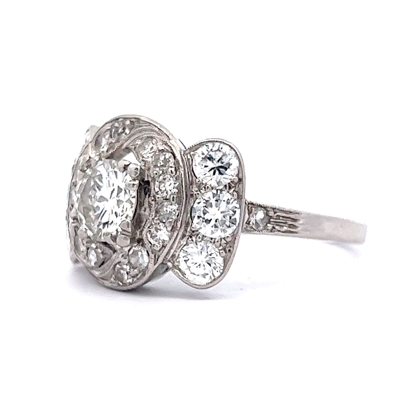2.21 Art Deco Diamond Cocktail Ring in Platinum