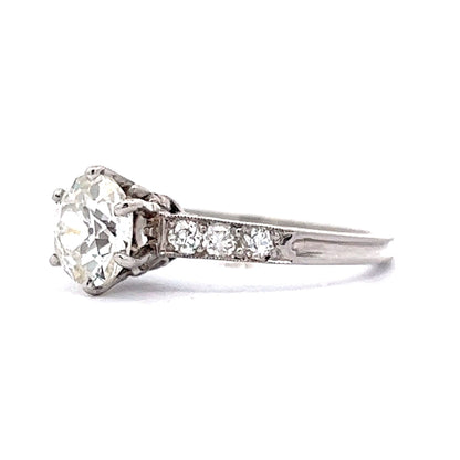 Art Deco 1.10 Solitaire Diamond Engagement Ring in Platinum