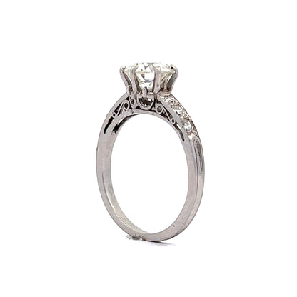 Art Deco 1.10 Solitaire Diamond Engagement Ring in Platinum